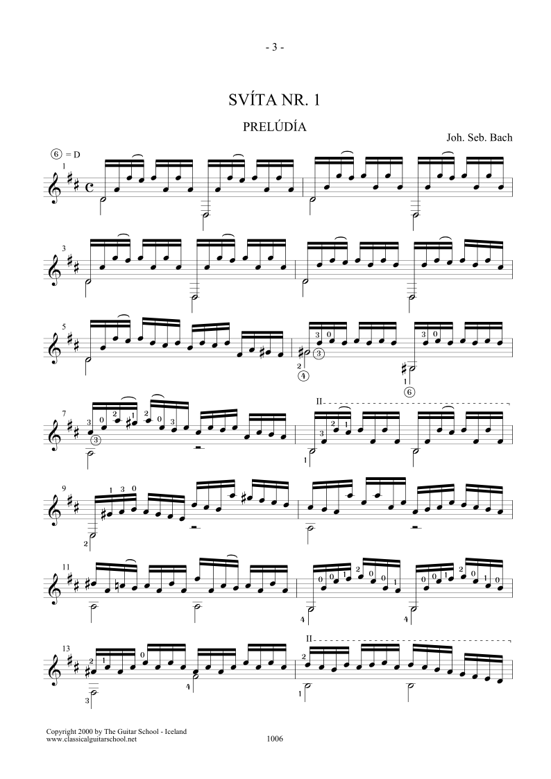 J.S. Bach: Suite no. 1 (original for cello) - The Guitar School